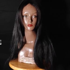 Black Human Hair Blend Wig (22") (Pls Read)